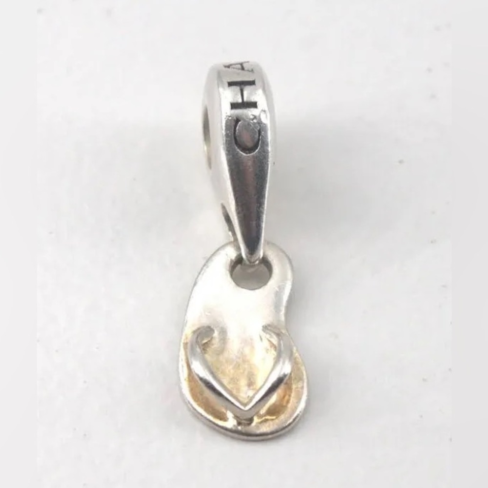 Chamilia Sterling Silver Beach Sandal Flip Flop Dangle Charm Bead 1”